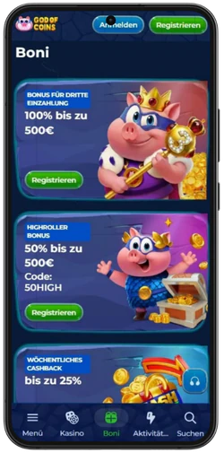 Bonusangebote im God of Coins Casino